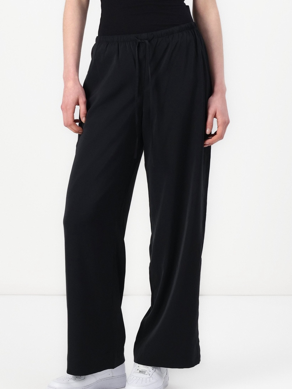 Abercombie & Fitch Wide Leg Linen Blend Pants Black Medium Long Career New NWT